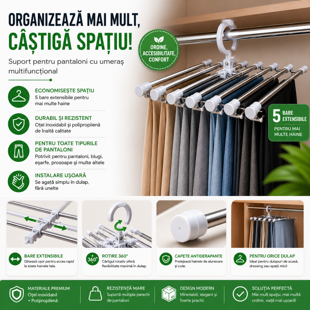 Organizator Multifuncțional pentru Dulap